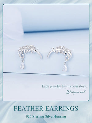 Feather Drop Earrings | CZ