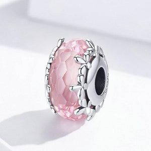 Pandora Compatible 925 sterling silver Pink Flower Glass Charm From CharmSA Image 2