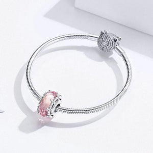 Pandora Compatible 925 sterling silver Pink Flower Glass Charm From CharmSA Image 3