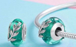 Pandora Compatible 925 sterling silver Tree Leaves Green Murano Glass Charm From CharmSA Image 3