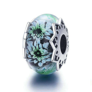 Pandora Compatible 925 sterling silver Chrysanthemum Flower European Glass Charm From CharmSA Image 1