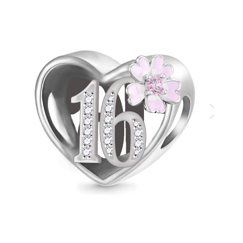 CharmSA Birthday Age Flower Charm Fits Pandora Bracelets