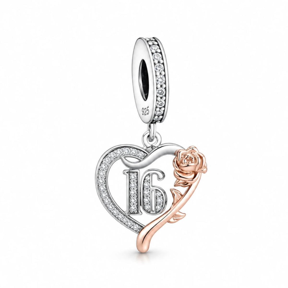 Rose Birthday Number Dangle Charms | RGP CZ