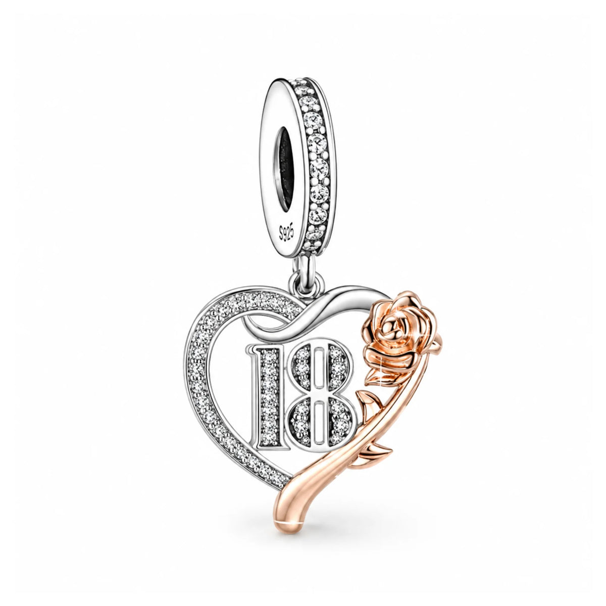 Rose Birthday Number Dangle Charms | RGP CZ