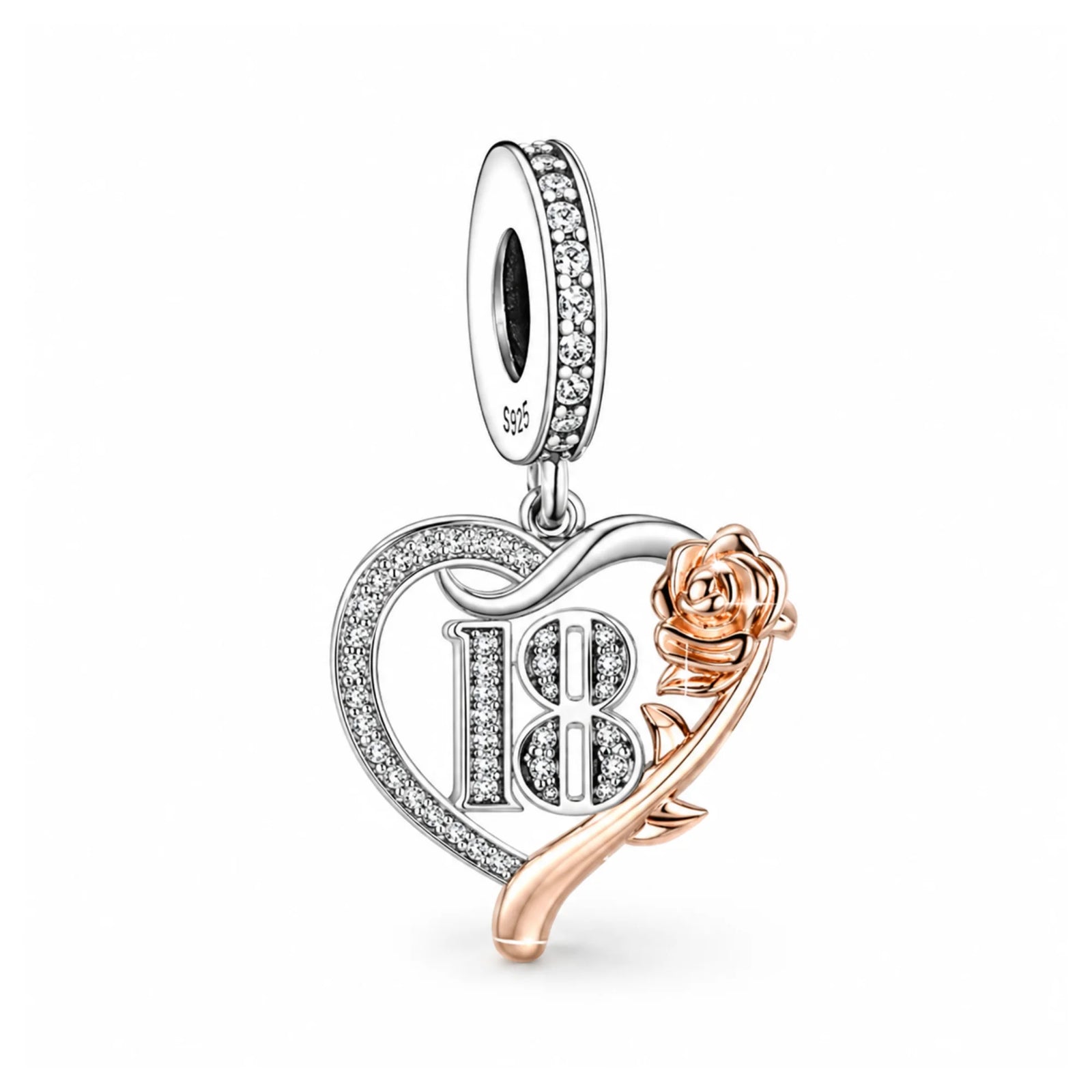 Rose Birthday Number Dangle Charms | RGP CZ