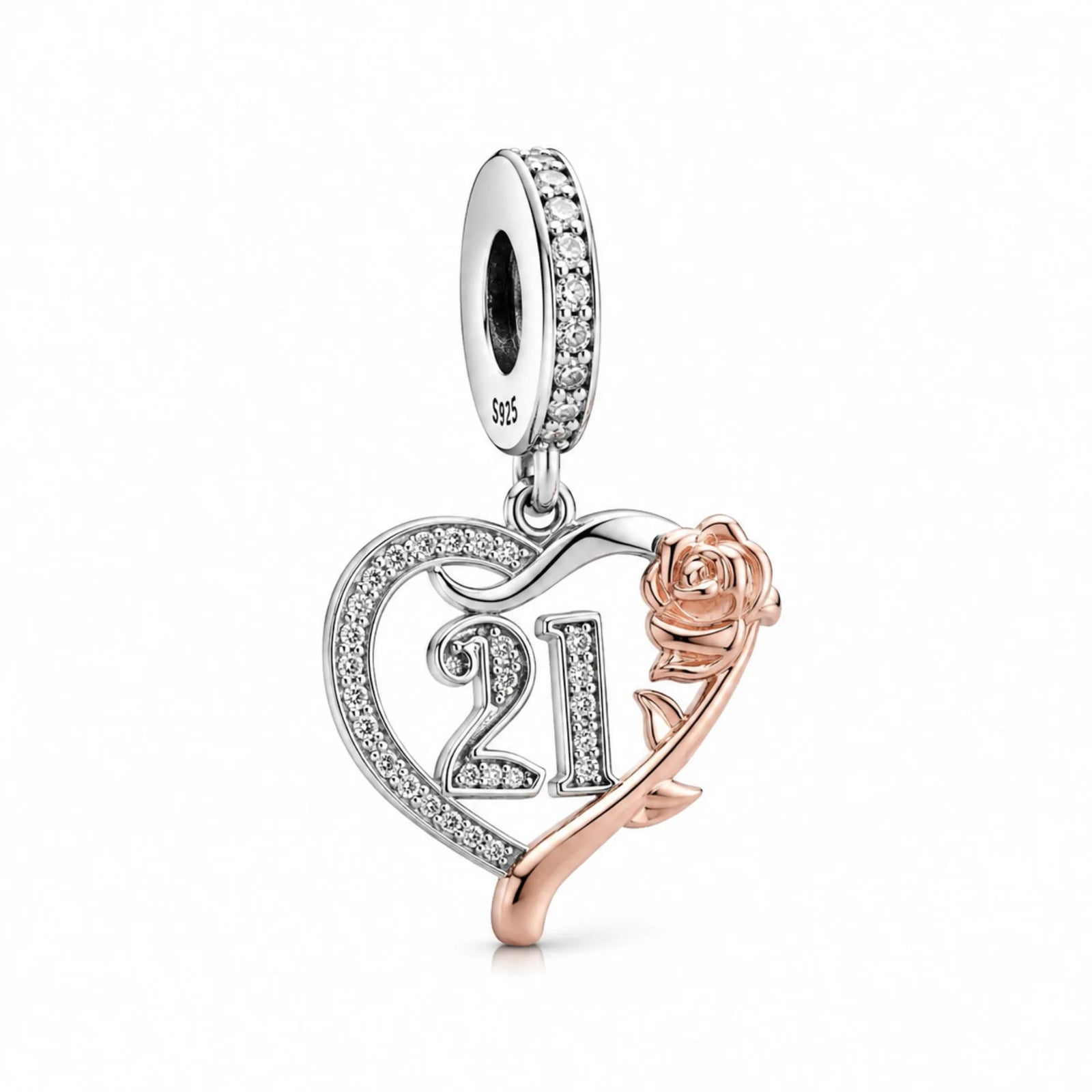 Rose Birthday Number Dangle Charms | RGP CZ