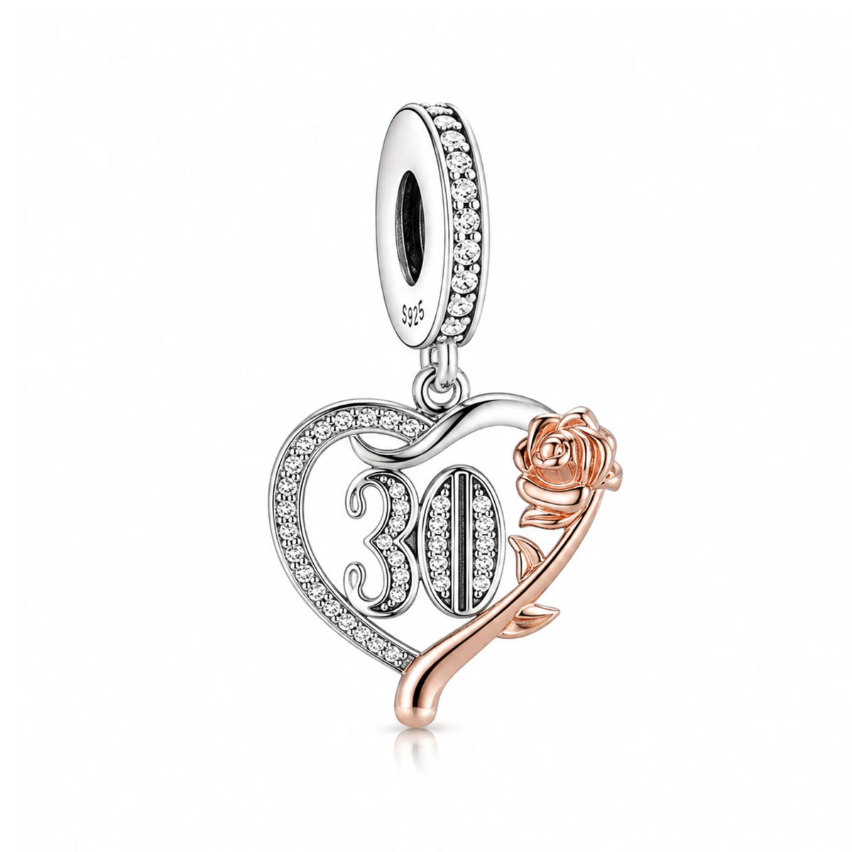 Rose Birthday Number Dangle Charms | RGP CZ