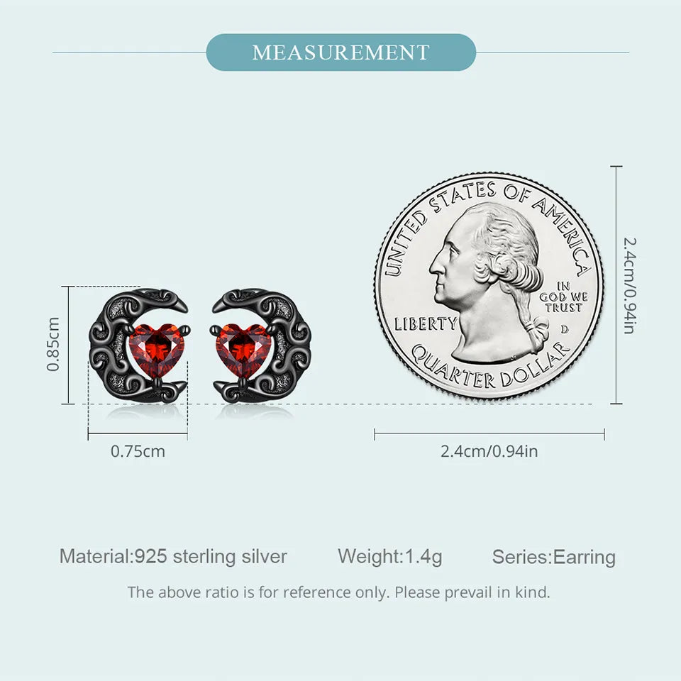 Heart & Moon Stud Earrings | CZ EN