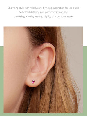 Multicolor Heart Stud Earrings | CZ