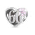 Sterling silver 60th birthday charm with Cubic Zirconia and pink floral detail, compatible with Pandora and Trollbeads bracelets.