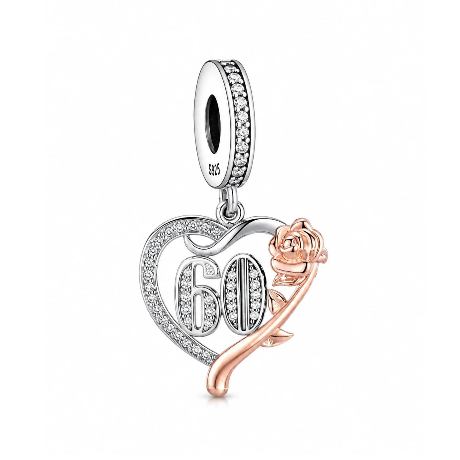 Rose Birthday Number Dangle Charms | RGP CZ