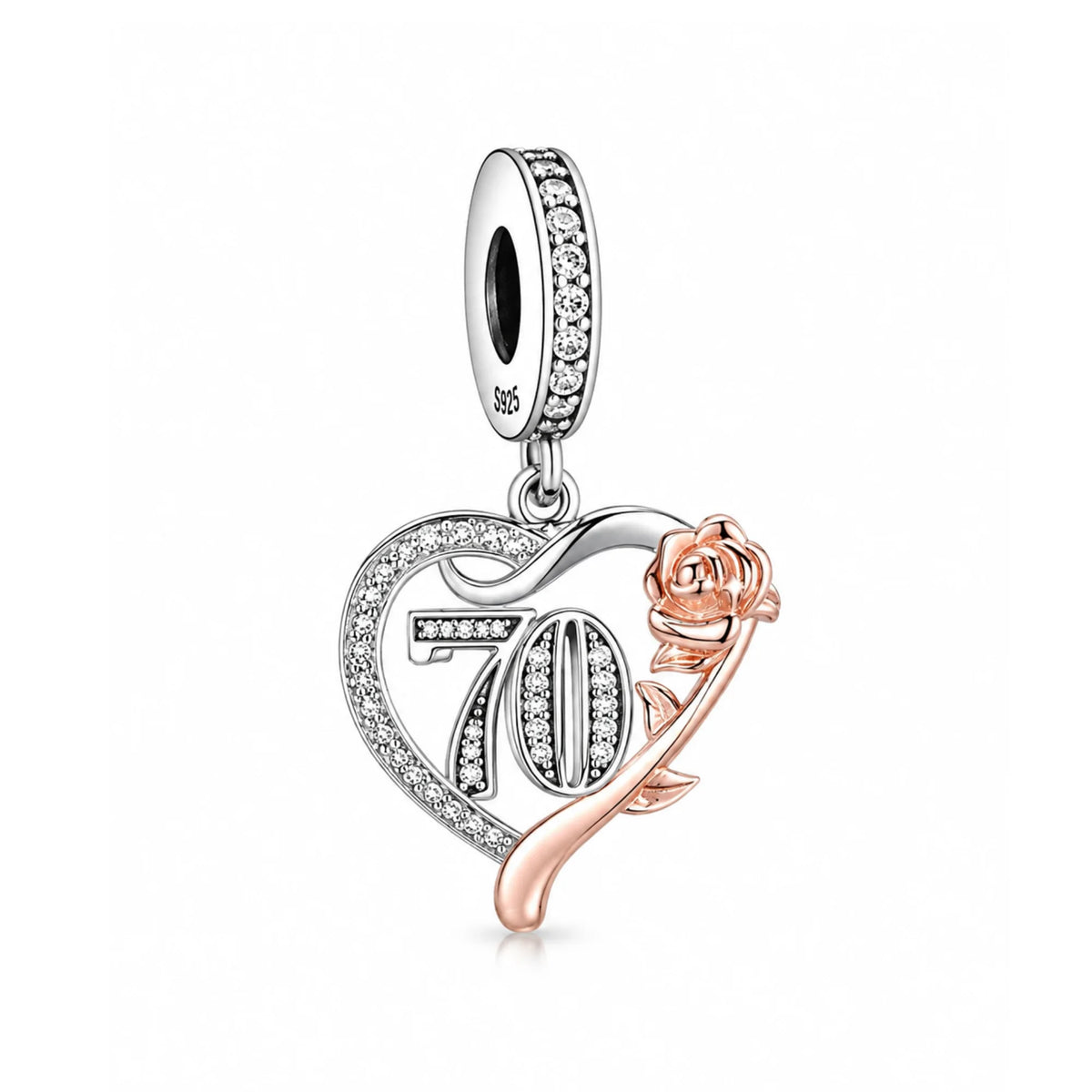 Rose Birthday Number Dangle Charms | RGP CZ
