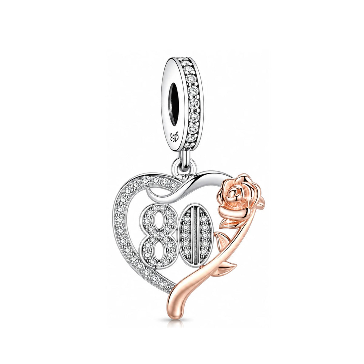 Rose Birthday Number Dangle Charms | RGP CZ