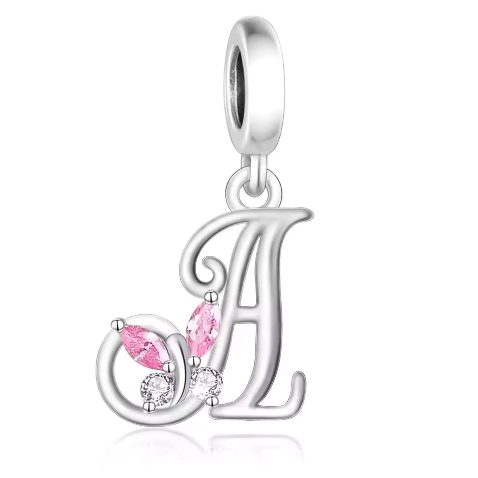 Pink Butterfly Alphabet A - Z Charms | CZ