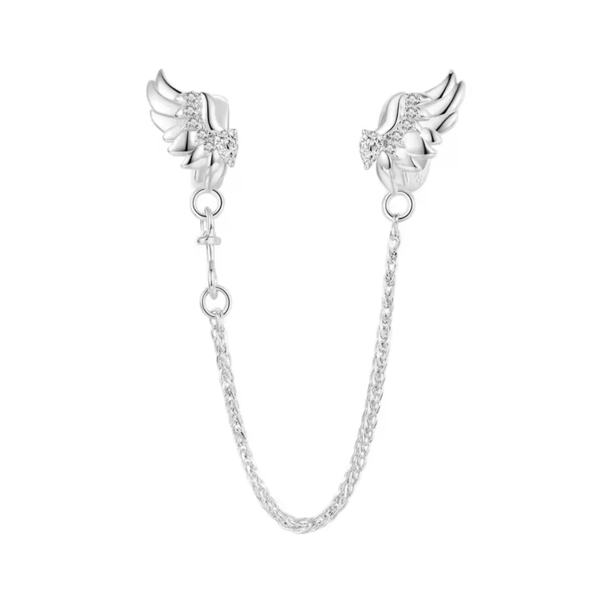 Keep your charm bracelet safe in heavenly style with this stunning Angel Winged Safety Chain. Adorned with shimmering cubic zirconia, each wing sparkles with grace and elegance.