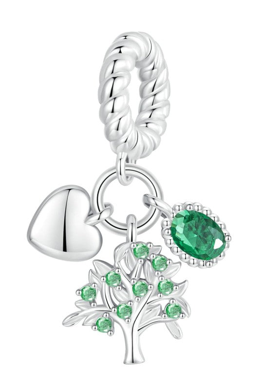 Tree of Life, Heart &amp; Gem Dangle Charm | CZ