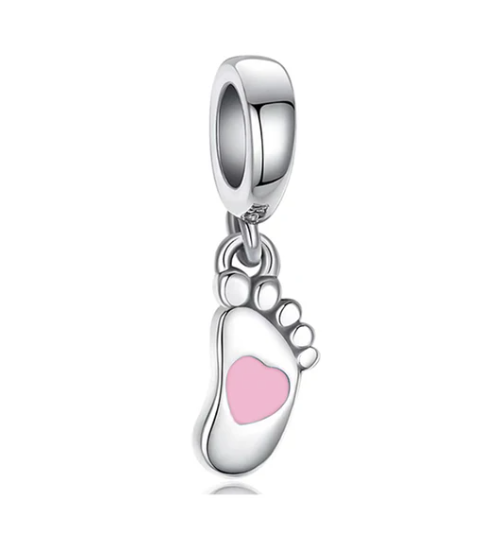 Welcome a baby girl with this adorable Baby Foot Dangle Charm. Crafted with exquisite detail, this charm features a delicate baby girl footprint design accented with vibrant enamel.