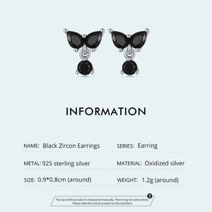 Elegant Black Drop Earrings | CZ