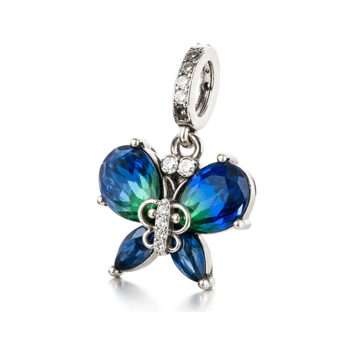 Beautiful Multicolour Butterfly Dangle Charm | CZ