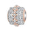 Two-tone round charm with sterling silver, rose gold plating, and sparkling cubic zirconia accents on a white background