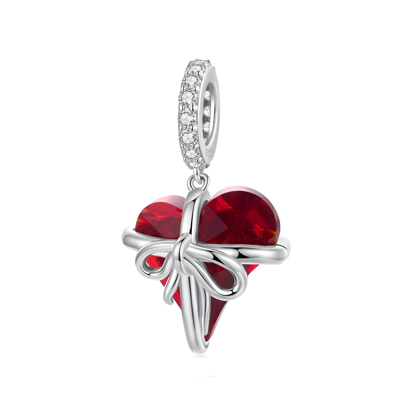Bowknot Heart Dangle Charm | CZ