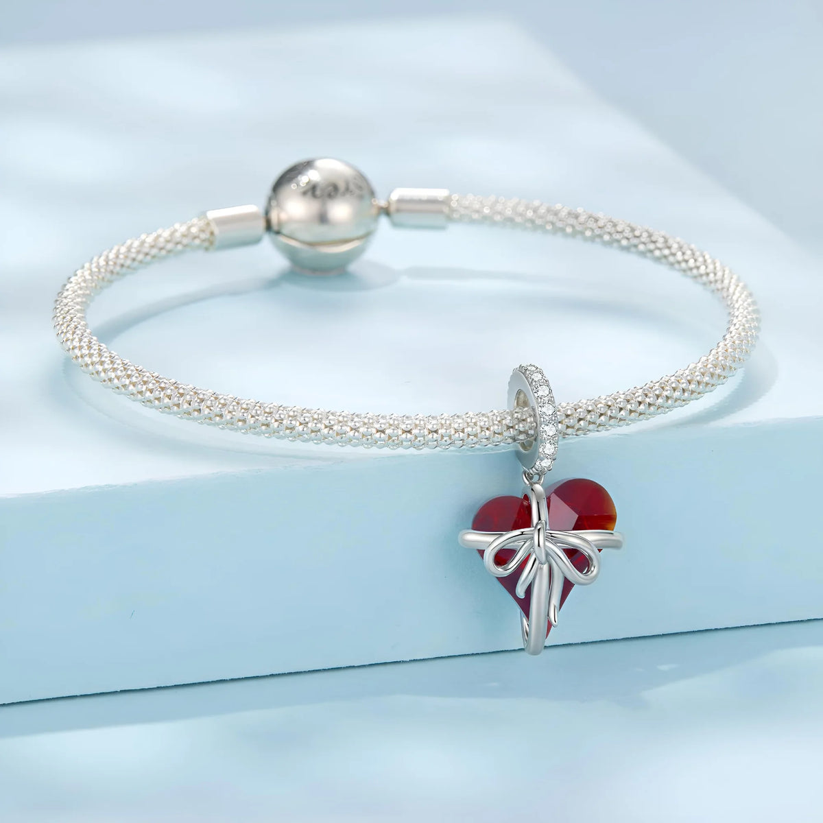Bowknot Heart Dangle Charm | CZ