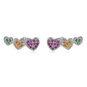 Triple Heart Stud Earrings | CZ
