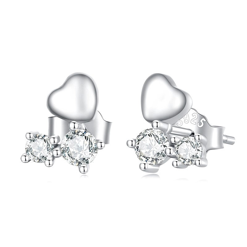 Dazzling Heart Stud Earrings | CZ