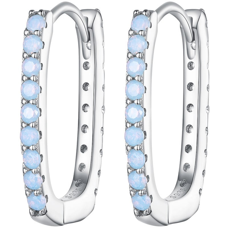 Elegant Opal Hoop Earrings