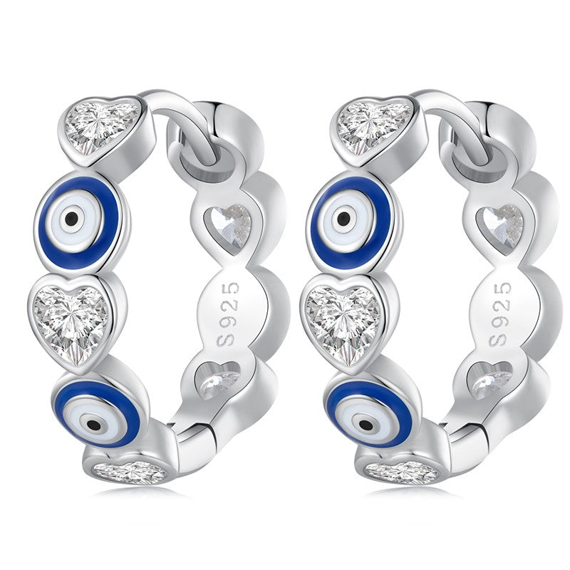 Evil Eye &amp; Heart Earrings | CZ