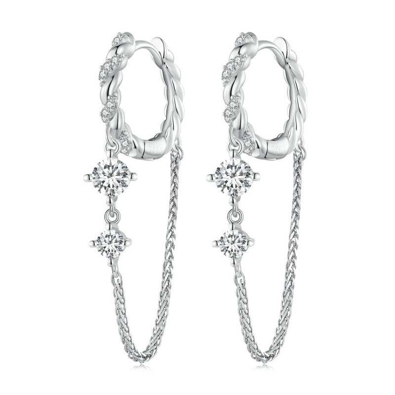 2 Stone Dangle Earrings | CZ