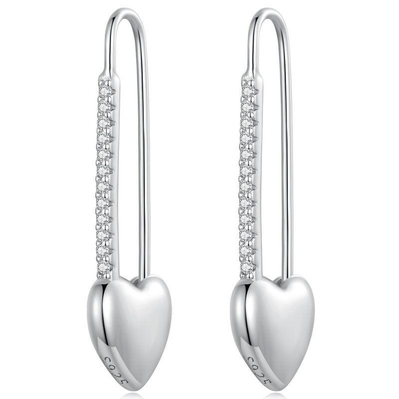 Heart Pin Earrings | CZ