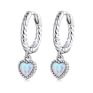 Opal Heart Drop Earrings