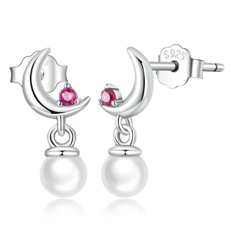 Lunar Pearl Drop Earrings | CZ