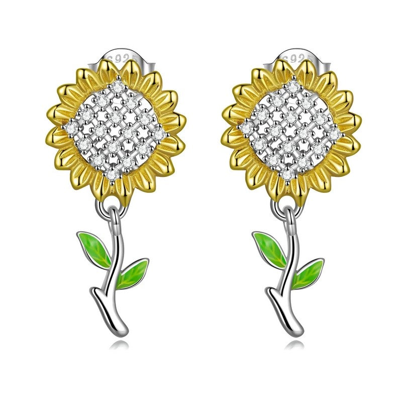 Sunflower Dangle Earrings | GP CZ EN