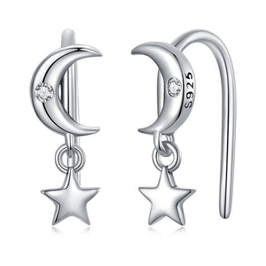 Moon & Star Drop Earrings | CZ
