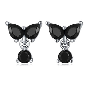Elegant Black Drop Earrings | CZ