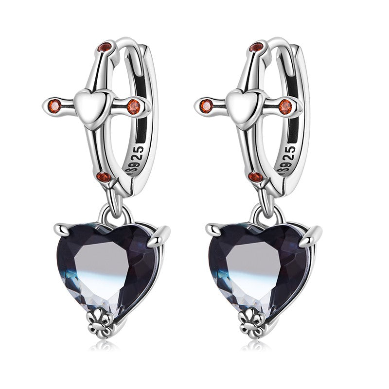 Cross &amp; Heart Drop Earrings | CZ