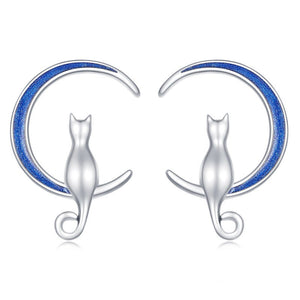 Kitty & Crecent Moon Earrings