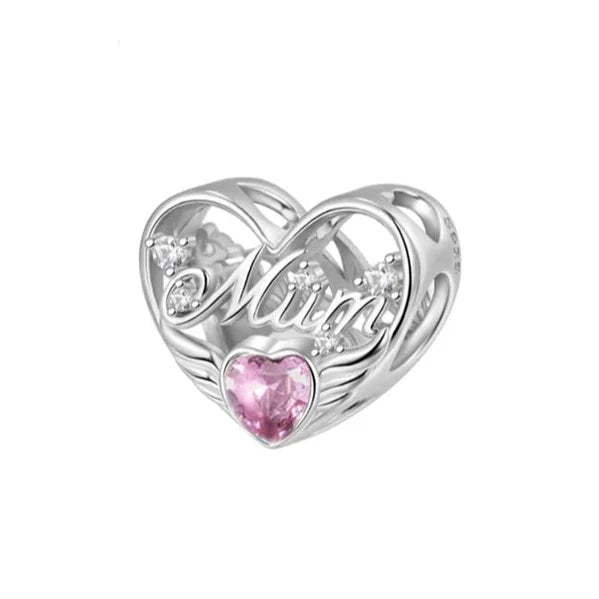 &quot;Mum&quot; Heart Charm | CZ