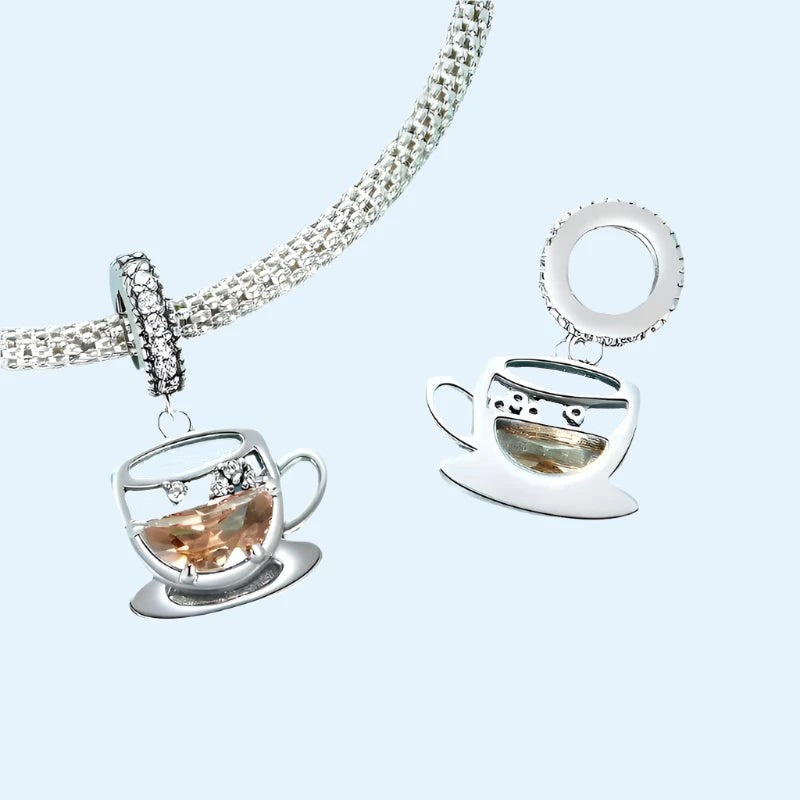 Coffee Time Dangle Charm | CZ