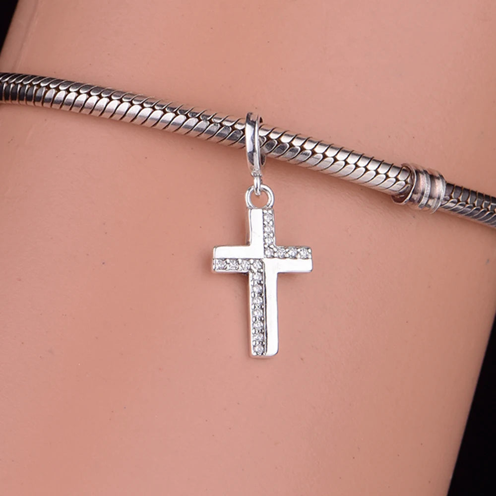 Minimalist Cross Dangle Charm | CZ