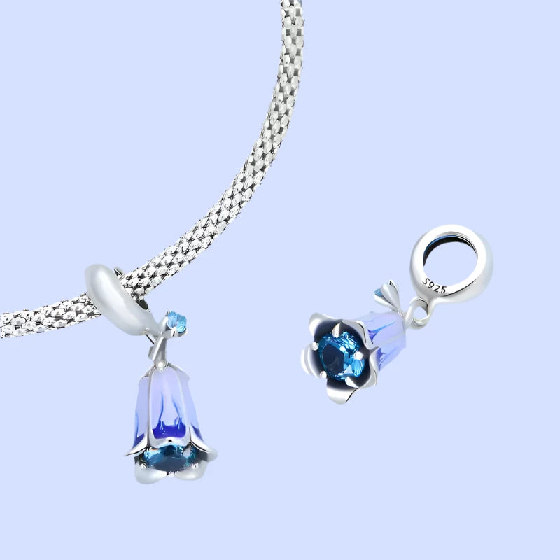 Blue Bell Flower Dangle Charm | CZ EN