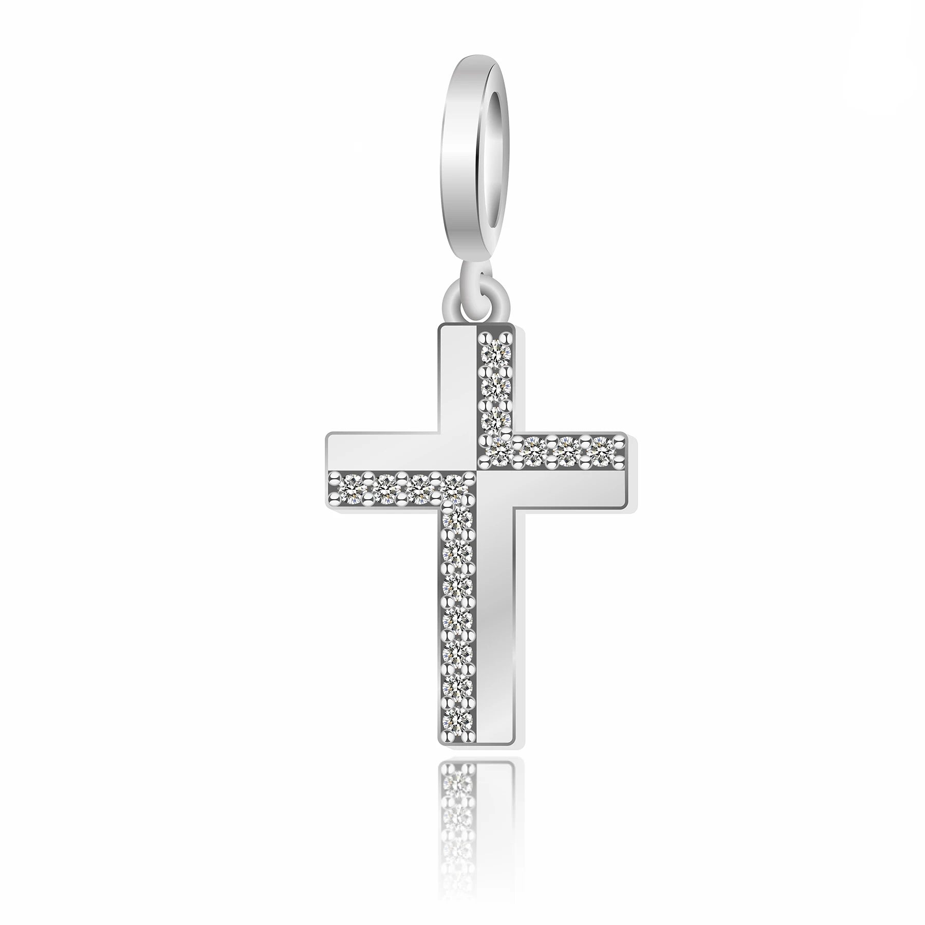 Minimalist Cross Dangle Charm | CZ