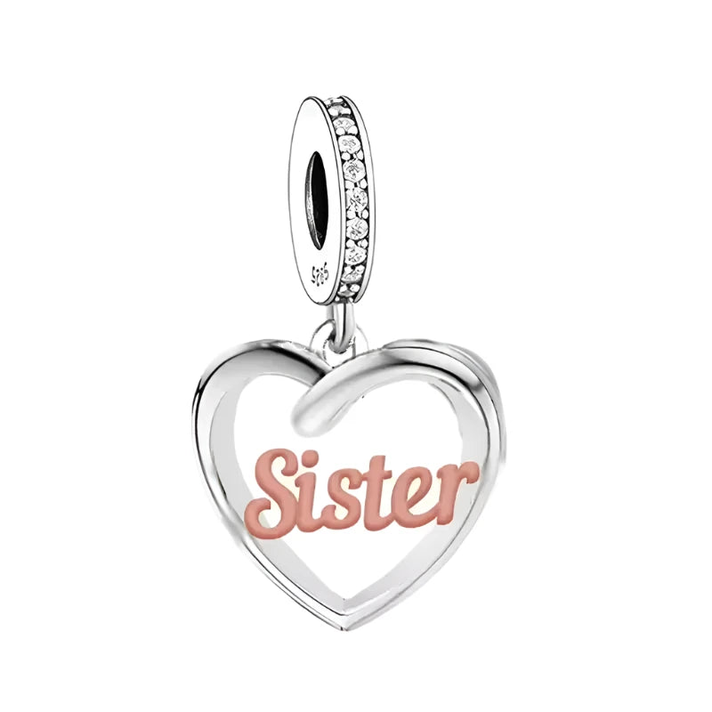 &quot;Sister&quot; Heart Dangle Charm | RGP CZ