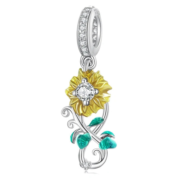 Pandora Compatible Dainty Sunflower Dangle Charm GP CZ for only R 495.00 from CharmSA Quality 925 Sterling Silver jewellery CSABC657