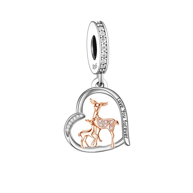 &quot;Love You Forever Deer&quot; Heart Dangle | RGP CZ