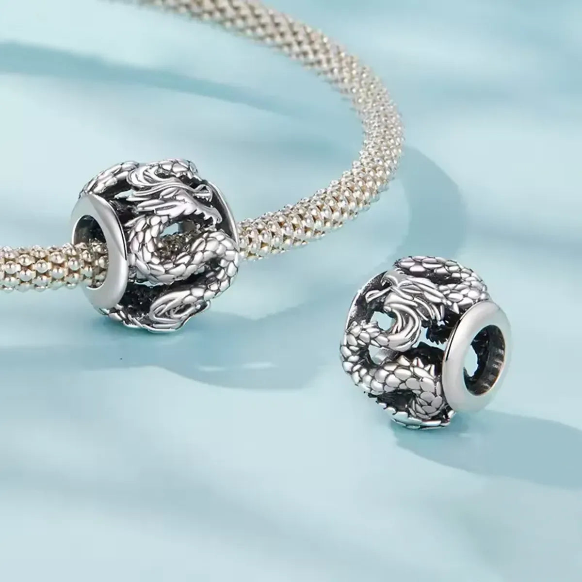 CharmSA Coiled Dragon Charm | Fits Pandora Bracelets | Sterling Silver CharmSA Coiled Dragon Charm | Fits Pandora Bracelets | Sterling Silver
