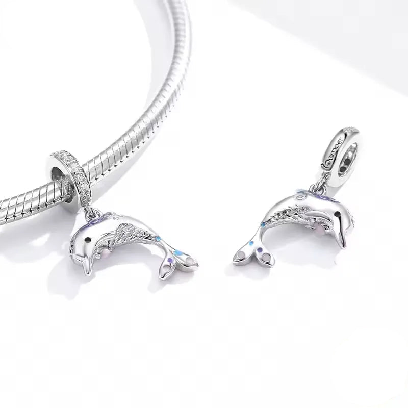 Colourful Dolphin Dangle Charm | CZ EN