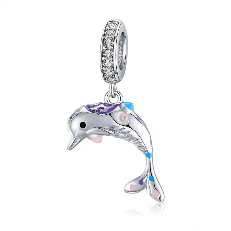 Colourful Dolphin Dangle Charm | CZ EN